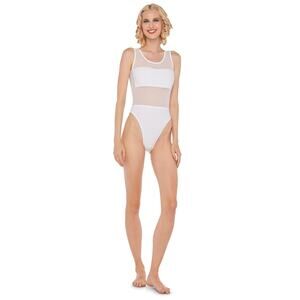 Norma Kamali Dash Dash Mio White Mesh One Piece Swimsuit Size Medium